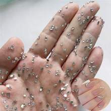 300pcs Mini Asymmetrical Shape Rhinestones For Nail Art Diy, Including Flatback Rhinestones, Colorful Rhinestones, Extra Small Rhinestones, Mini Rhinestones Nail Charms Nail Gems Nail Supplies - Clear - View 4