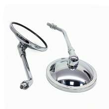 1對摩托車後視鏡,電動自行車反光器,電鍍黑大圓鏡,廣角玻璃,10mm,適用於哈雷巡洋艦斬風機越野車 - 銀色 - 查看 3