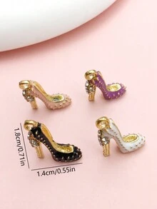 10入組時尚搪瓷合金鑲鑽高跟鞋吊墜,適用於手鍊項鍊耳環女裝珠寶製作配件 - 均碼 - 查看 2