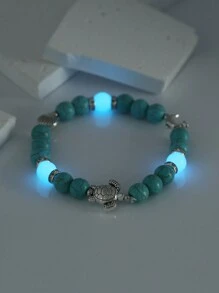 Nooxian 1pc Yoga/Meditation Glow In The Dark Lotus Beaded Bracelet For Women (Random Bead Count) - Multicolor - View 4