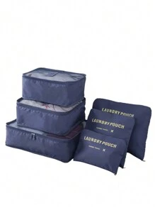 6 件装旅行收纳袋套装适用于衣服整理收纳袋衣柜手提箱袋旅行收纳袋 - 藏蓝色 - 查看 2