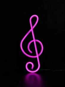 CHI-BUY 1pc Music Score Shaped LED Neon Light, USB+3*1.5V AA Battery Powered, Home Wall-Mounted Neon Light, Suitable For Bedroom, Holiday, Party, Wall Decoration And Other Occasions - Pink - View 3