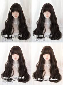 1 Piece Synthetic Heat-Resistant Hairpiece In Black Brown Long Curly Wig, 26 Inches Long, Made From Fiber, Suitable For Daily Use, Natural And Realistic False Hairpiece.