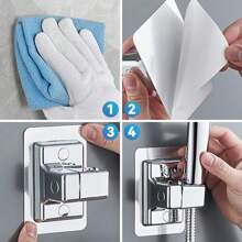 1pc Adhesive Shower Head Holder,Strong Adhesive Waterproof Handheld Shower Holder, Adjustable Shower Wand Holder Wall Mount For Rv Shower Kids Shower Bathroom Shower,Never Rust - Silver - View 5