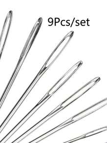 Diy 9pcs/bottle Set Of Big Eye Yarn Needles In Multiple Colors With A Transparent Needle Bottle