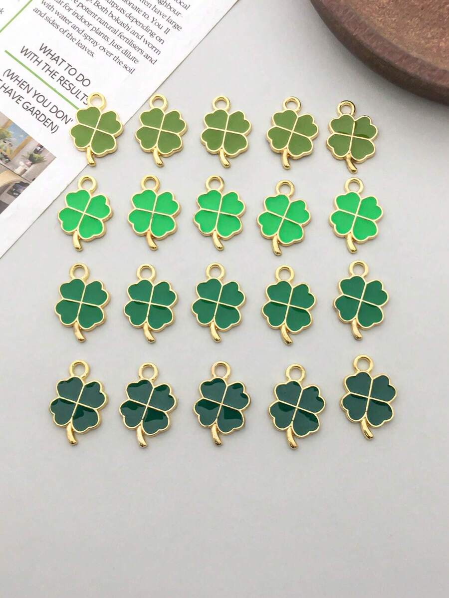 20 件裝時尚琺瑯合金四葉草吊飾 Diy 吊墜適用於手鍊項鍊耳環珠寶製作配件 - 均碼 - 查看 1