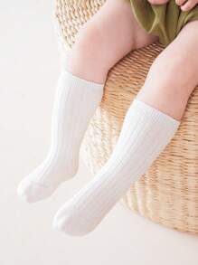 3 双纯色防滑幼儿袜子，中筒黑白新生儿步行袜