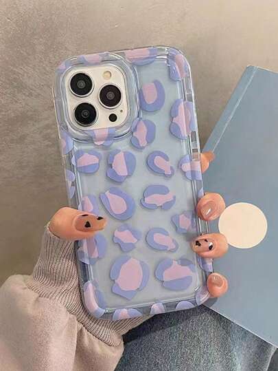 1pc Marco Transparente Cojín De Aire Impreso Dulzura Patrón De Leopardo Funda De Teléfono Suave Compatible Con Iphone, , Huawei, Xiaomi / Redmi