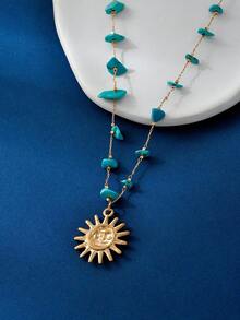 1入組時尚金屬裝飾吊墜項鏈,合適的適合女士至穿戴度假,派對,作為A禮品或者日常