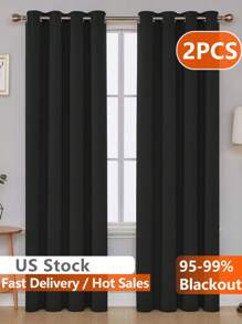Estelar Textiler 2 Panels Solid Thermal-Insulated Blackout Curtains For Bedroom And Living Room For Protection Against Ultraviolet Rays,