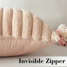 1 Pieza Cubierta De Cojín De Piel De Conejo Peluche Suave Color Albaricoque, Funda De Cojín Decorativa Moderna Para Sofá, Tela Suave Y Cómoda Antipelusa, Adecuada Para Decoración Del Hogar, Dormitorio Y Regalo De Vacaciones - Albaricoque - Ver 4