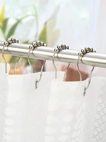 12pcs/set Polished Nickel Shower Curtain Rings, Decorative Rustproof Stainless Steel Shower Curtain Hooks, For Bathroom Shower Rod - Silver - View 1