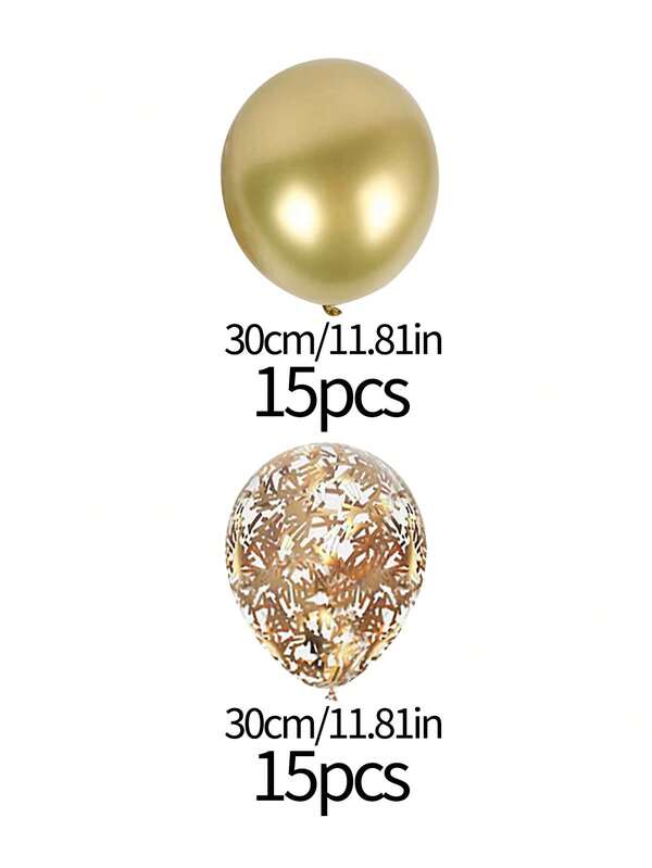 30pcs Gold & Multicolor Confetti Latex Balloons For Festival Party