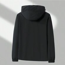 女款戶外防風透氣耐磨色塊夾克衣(單層) - 黑色 - 查看 2