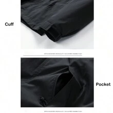 女款戶外防風透氣耐磨色塊夾克衣(單層) - 黑色 - 查看 5