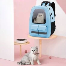 Mochila portátil para mascotas transparente,bolsa de transporte para gatos, bolsa para perro, - Azul - Ver 2