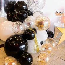 50pcs/Set Of High-Quality Metal Gold Balloons, 12/10/5 Inch Metal Gold Balloons, Used For Balloon Garlands Or Balloon Arches As Party Decorations, Birthday Decorations, Wedding Brides, Gift Giving Parties, Gender Revealing, Anniversary Showers, Party Decorations - Black - View 8