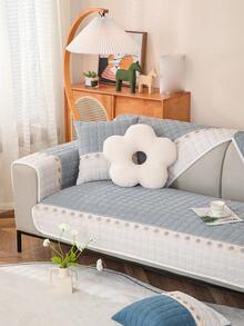 1入組加厚冬天靠墊套適用於沙發,絲絨沙發墊,客廳裝飾 - 淺灰色 - 查看 2