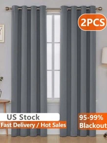 Estelar Textiler 2 Panels Solid Thermal-Insulated Blackout Curtains For Bedroom And Living Room For Protection Against Ultraviolet Rays,