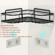 1入組金屬鍛造鐵浴室架,壁掛式沐浴露收納籃適用於廚房&浴室 - 白色 - 查看 6