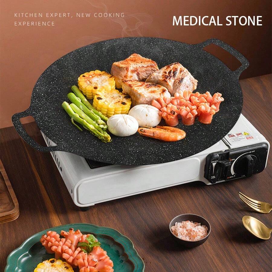 Black Non-stick Double Handles Grilling Pan - Black Amphora Grill Plate - View 1