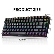 Wireless Gaming Keyboard Mechanical Blue LED Backlit Bluetooth 5.0/Wireless 2.4G/Wired 84 Keys Mini Keyboard With Rechargeable 3000mAh Battery Brown Switches Type-C USB Receiver For Windows Gaming PC - 黑色混光 - 查看 2