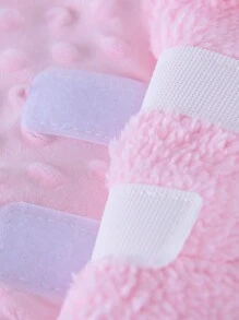 1pc Soft Breathable Solid Color Dotted Velvet Baby Sleeping Bag, Suitable For Home Use Love Valentine