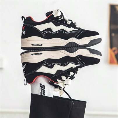 Homme À Lacets Bicolore Chaussures Skateboard , Sport Baskets Pour Extérieur