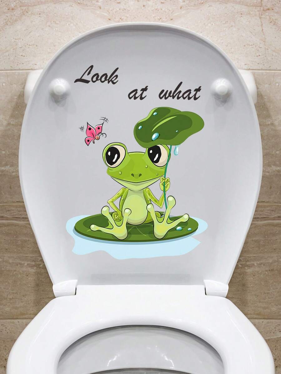 1 件卡通青蛙設計馬桶蓋貼紙 - 彩色 - 查看 1