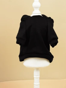 Letter Graphic Pet Hoodie - Black - View 4