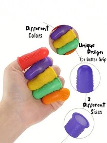 3pcs/Set Silicone Finger Protector, Finger Sleeves, Finger Tips For Piano Guitar Typing Etc. - Red - View 5