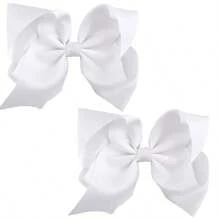 2 Pièces/paquet De Pinces À Cheveux Blanches De 8 Pouces (20cm), Gros Nœuds De Cheveux Pour Filles, Boutique De Tout-petits, Ruban Gros-grain, Gros Nœuds, Pinces Crocodile, Accessoires De Cheveux Pour Enfants