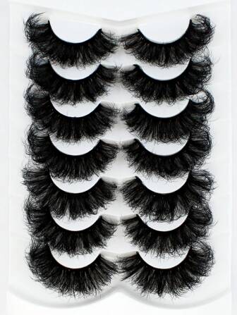 ICHICKISS 7 Pairs Russian Strip Lashes Natural Looking Soft & Fluffy Mink Lashes 3D False Eyelashes Russian Volume Eyelashes Fake Eyelashes Dramatic Messy Mink Lashes Wispy Long Foxy Eye Lifting Look Eyelash Extension Kit Full Eyelash Strip To Lengthen And Volumize The Outer Corner Of Your Eye Beauty Makeup