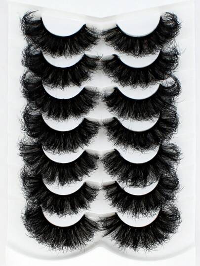 ICHICKISS 7 paia di ciglie finte in visone russo dall'aspetto naturale, soffici e voluminose, ciglie finte 3D in visone russo, ciglie finte drammatiche e scompigliate, ciglie finte effetto lifting dello sguardo, kit di estensioni ciglie per allungare e volumizzare l'angolo esterno dell'occhio, trucco di bellezza