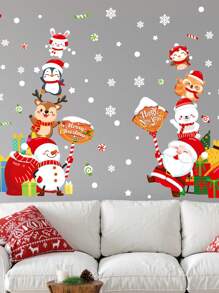 2pcs Christmas Window Stickers, Waterproof Decals For Commercial Storefront Glass Doors And Windows Scene Decoration - Multicolor - View 2