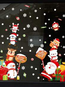 2pcs Christmas Window Stickers, Waterproof Decals For Commercial Storefront Glass Doors And Windows Scene Decoration - Multicolor - View 5