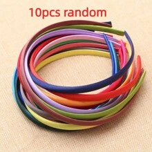10 Fasce Per Capelli Avvolte In Raso Per Bambini Dai Colori Casuali, Larghe 1 Cm, Adatte Per L'uso Quotidiano E Accessori Per Capelli Fai Da Te