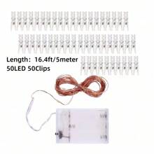 1 pieza Luces de cuerda con pinzas para fotos con pilas, luces de hadas con 30/50 pinzas LED, luces de cuerda LED de 32.8ft/16.4ft/9.84ft utilizadas para colgar tarjetas de fotos en las paredes del dormitorio para decoraciones navideñas, de jardín, de Acción de Gracias, de boda, fiestas y decoración del hogar, decoración de habitaciones, decoración de invierno
