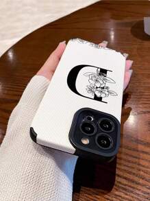 1pc 3d Alphabet Letter D & Floral Pattern Soft Shockproof Phone Case Compatible With IPhone And Samsung
