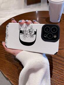 1pc 3d Alphabet Letter D & Floral Pattern Soft Shockproof Phone Case Compatible With IPhone And Samsung