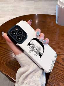 1pc 3d Alphabet Letter D & Floral Pattern Soft Shockproof Phone Case Compatible With IPhone And Samsung