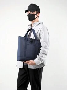 1入組男士商務文件袋海軍藍色可容納筆記型電腦、A4 文件、大雜誌、商務辦公室便攜式手提包 手提包 手提包 度假必備品 旅行戶外學校學生大學輕便 - 藏蓝色 - 查看 6