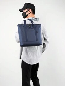 1入組男士商務文件袋海軍藍色可容納筆記型電腦、A4 文件、大雜誌、商務辦公室便攜式手提包 手提包 手提包 度假必備品 旅行戶外學校學生大學輕便 - 藏蓝色 - 查看 5