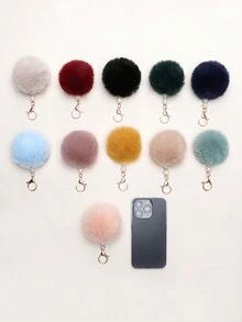 Cute And Fashionable Faux Pearl Pompom Ball Bag Accessory Plush Pendant Keychain Bag Accessories Gift, Gift, Accessories, Decor For Teen Girls Women College Students,Rookies & White-Collar Workers Valentines Car Accessories Women Key Chain Charms - Purple - View 4