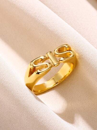 1pc Stainless Steel 'sis' Letter Ring Sister Jewelry Gift