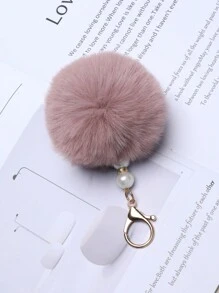 Cute And Fashionable Faux Pearl Pompom Ball Bag Accessory Plush Pendant Keychain Bag Accessories Gift, Gift, Accessories, Decor For Teen Girls Women College Students,Rookies & White-Collar Workers Valentines Car Accessories Women Key Chain Charms - Purple - View 1