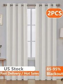 Estelar Textiler 2 Panels Solid Thermal-Insulated Blackout Curtains For Bedroom And Living Room For Protection Against Ultraviolet Rays,