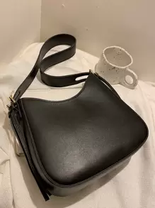 1pc Black Fashionable Simple Shoulder Bag Suitable For Women's Daily Use And Outdoor Activities - Black - View 4