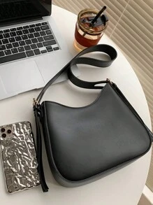 1pc Black Fashionable Simple Shoulder Bag Suitable For Women's Daily Use And Outdoor Activities - Black - View 7