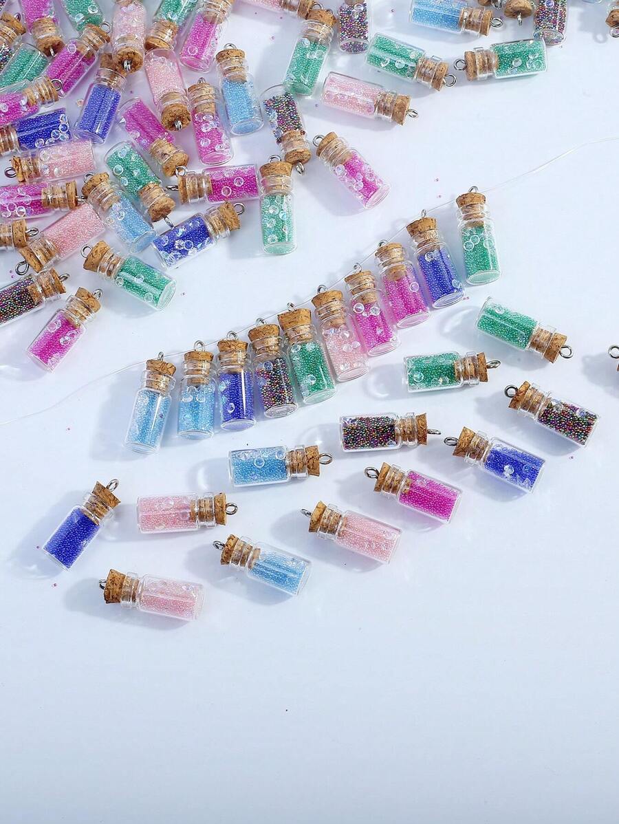 10入組diy許願瓶吊墜,隨機配色,可用於製作項鍊 - 10個顏色隨機 - 查看 1